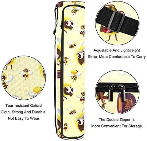 Sevimli Karikatür Sarı Bumble Bee Desen Yoga Mat Taşıyıcı Çanta Omuz Askısı ile Yoga Mat Çantası Spor Çanta Plaj
