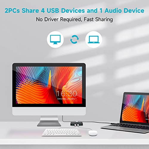 ıkuaı USB 3.0 Anahtarı Seçici 2 Bilgisayarlar Paylaşımı 4 USB Aygıtları ve Ses Çıkışı KVM Swıtch + 5 in 1 USB C Hub