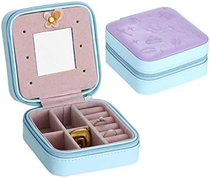 Anncus Seyahat taşınabilir deri mücevher kutulu ayna kozmetik makyaj organizatör küpe Tabut üç katmanlı saklama kutusu