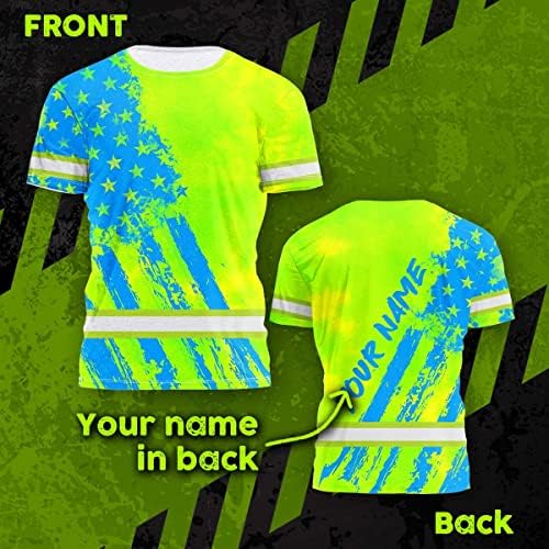 STİL HİVİS Renk ABD Bayrağı Gömlek Yüksek Görünürlük Gömlek Erkekler Kadınlar için Güvenlik Gömlek İş Giysisi Koşucular,