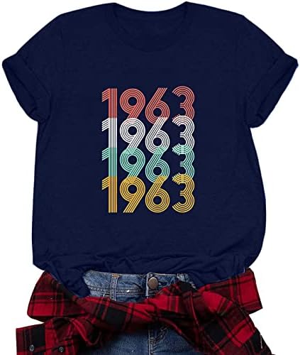 60th doğum günü hediyesi Vintage 1963 Erkek Kadın 60 Yaşında T-Shirt T-Shirt Mektup Baskı Yaz Doğum Günü Dışarı Çıkmak