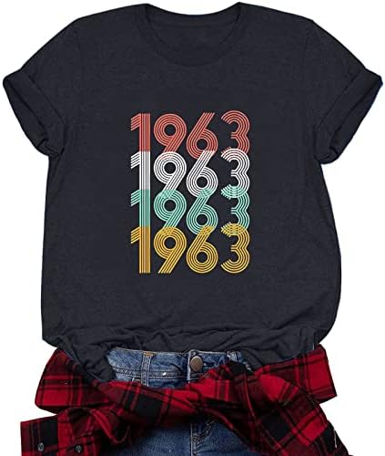 60th doğum günü hediyesi Vintage 1963 Erkek Kadın 60 Yaşında T-Shirt T-Shirt Mektup Baskı Yaz Doğum Günü Dışarı Çıkmak
