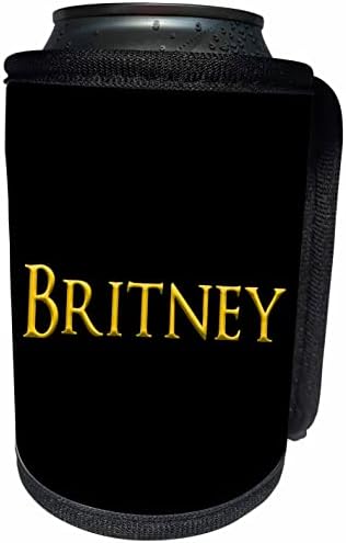3dRose Britney ABD'de popüler kız adı. Siyah üzerine sarı. - Şişe Sargısını Soğutabilir (cc-364268-1)
