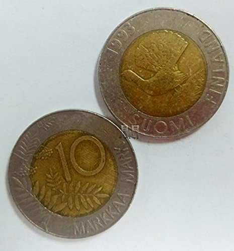 Finlandiya 1993 10 Mark Sikke Çift Metalik Kakma Avrupa Paraları İskandinav Ülkeleri