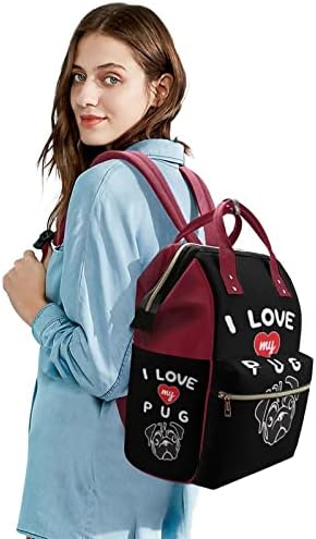 Pug'umu Seviyorum bebek bezi çantası Sırt Çantası Şık Annelik Nappy Çanta Çok Fonksiyonlu Su Geçirmez Seyahat Hemşirelik