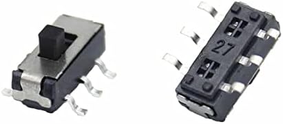 BASNI 100 Adet MSS22D18 Mini Minyatür SMD SMT Slayt Anahtarı 2P2T 6pin Kolu Yüksek 2mm DVD Anahtarı