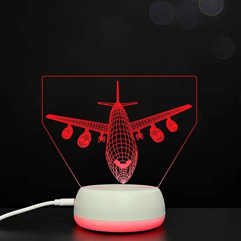 Xdorra Uçak 3D Lamba, USB Şarj 3D Optik Illusion Gece Lambası Hava Uçak Yatak Odası Mağaza Dekorları, 7 Renk 3D Lamba